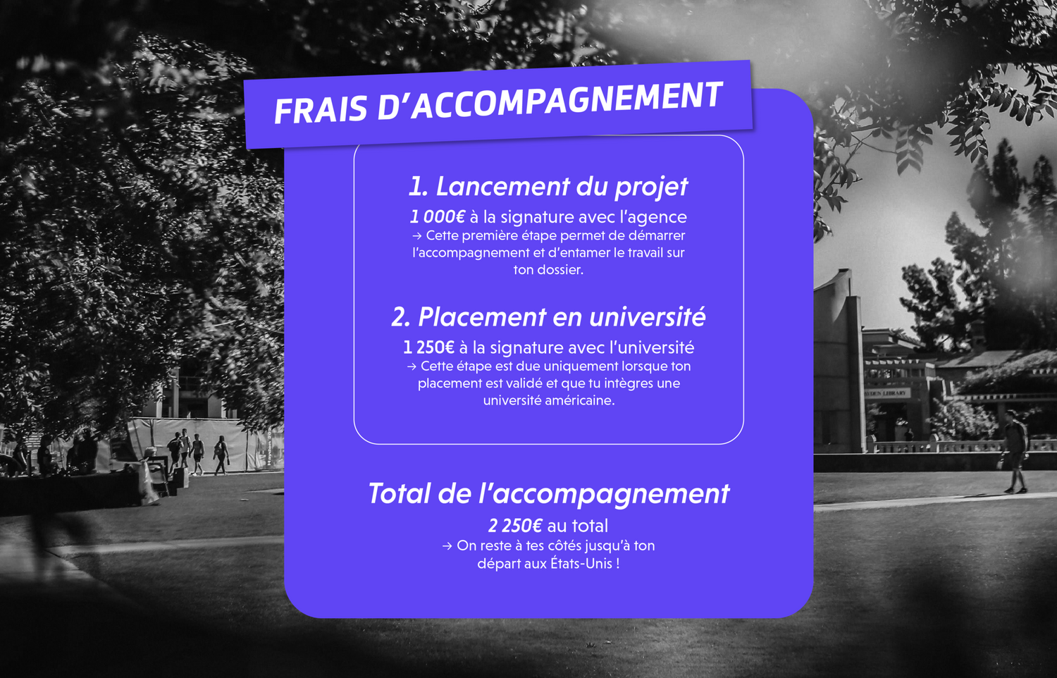 Présentation des coûts d’accompagnement pour les études aux États-Unis